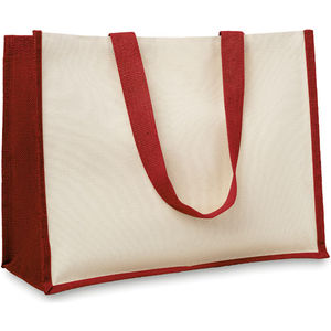 Red jute shopping bag custom branded wit 397511