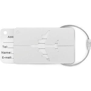 White aluminium airplane luggage tag wit 397716