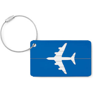 Blue aluminium airplane luggage tag - pr 397722