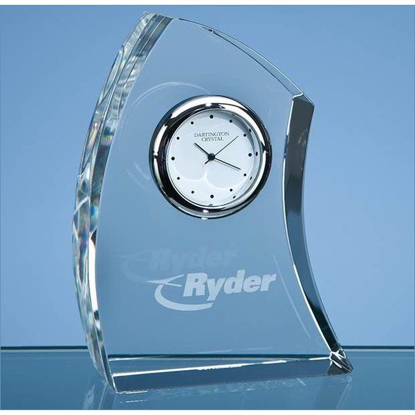 Promotional 11cm Dartington Crystal Crescent Clock